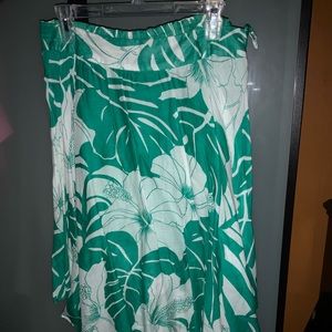 Green and white flower skirt